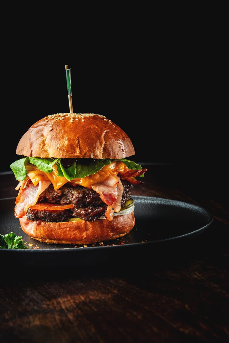 The Diablo Burger with bacon, lettuce and melted cheese