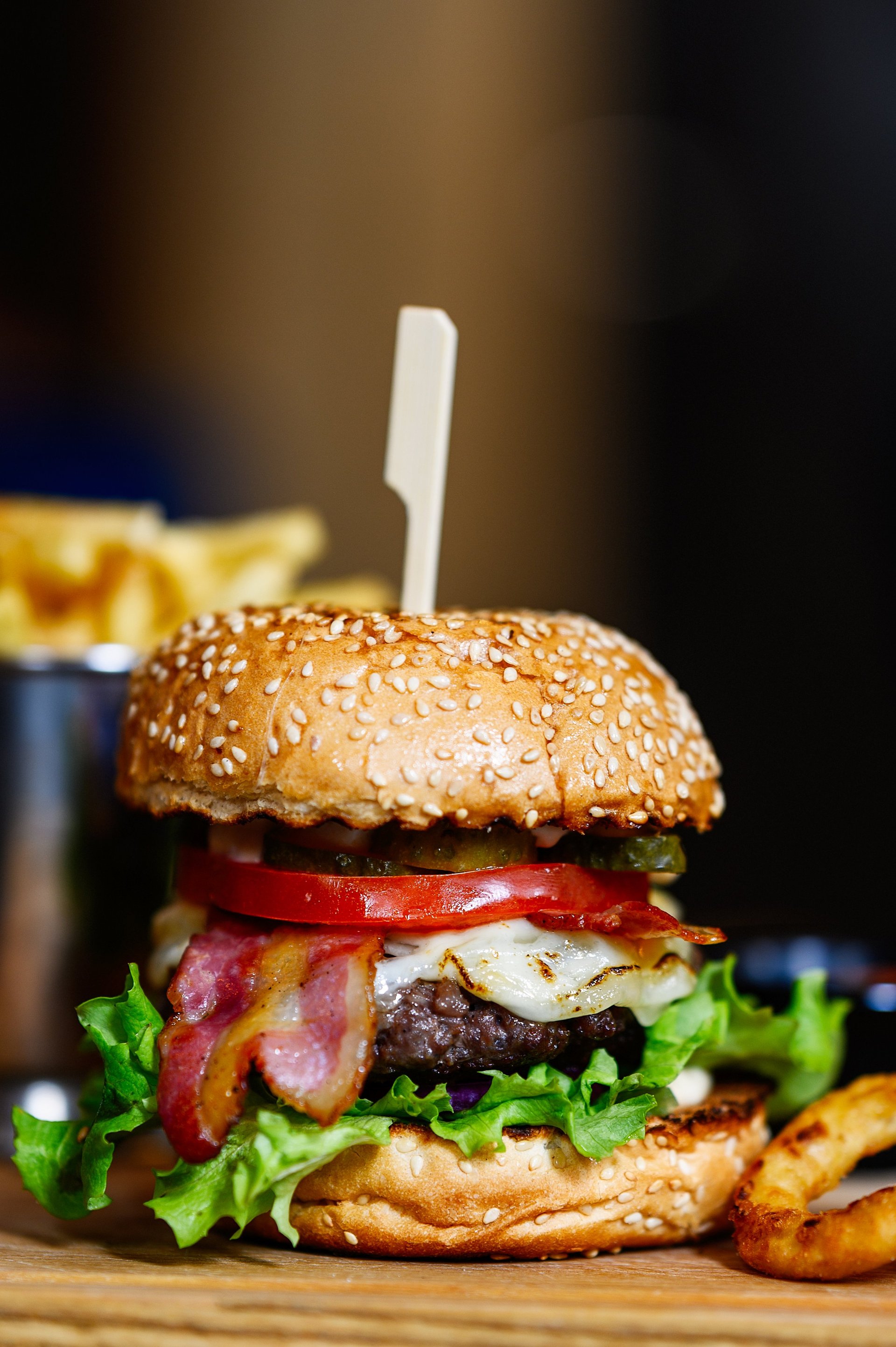 Delicious burger and fries